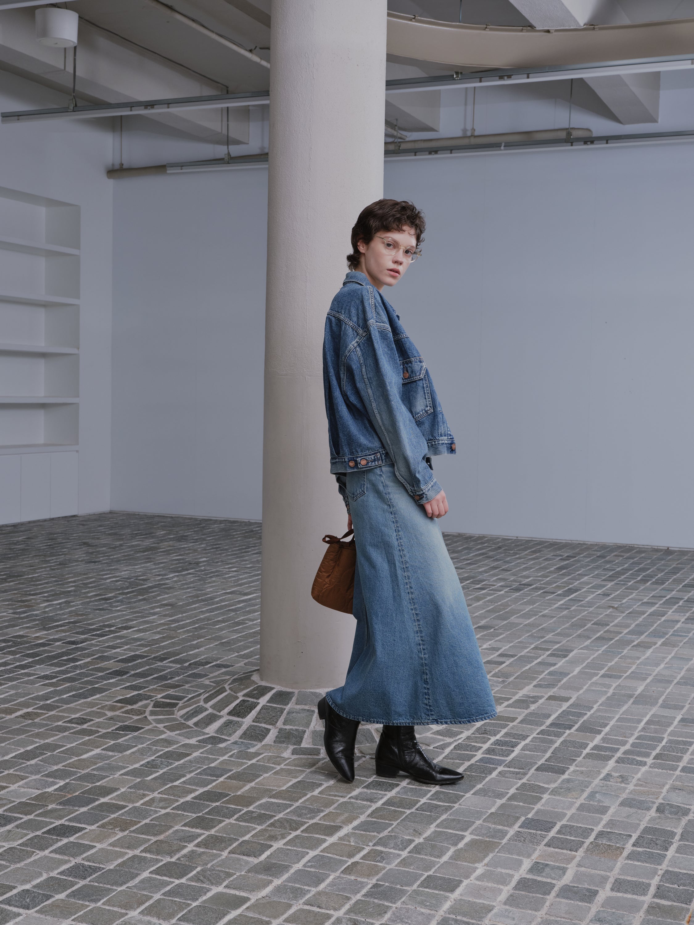 サーキュラーデニム マキシスカート (women)