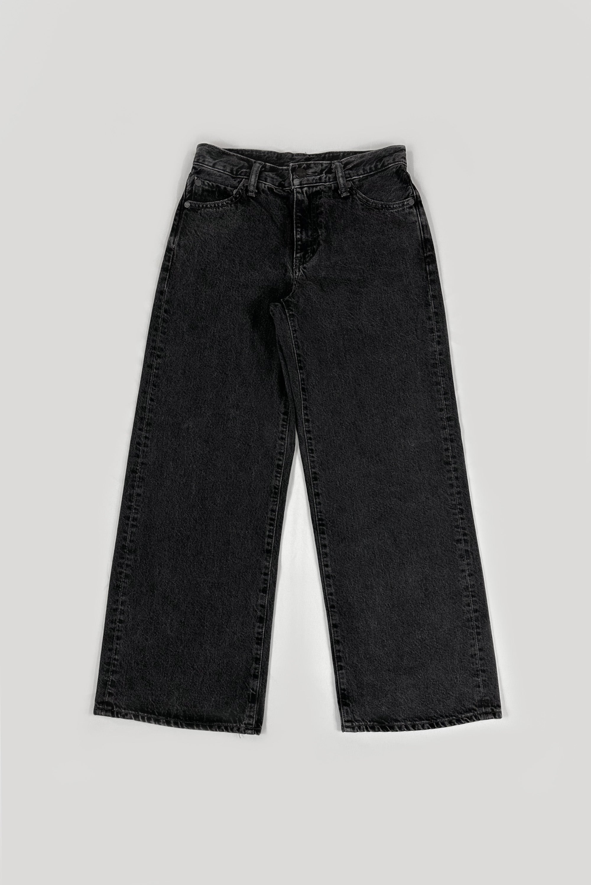 ブラックデニム ローライズワイドレッグ (WOMEN)