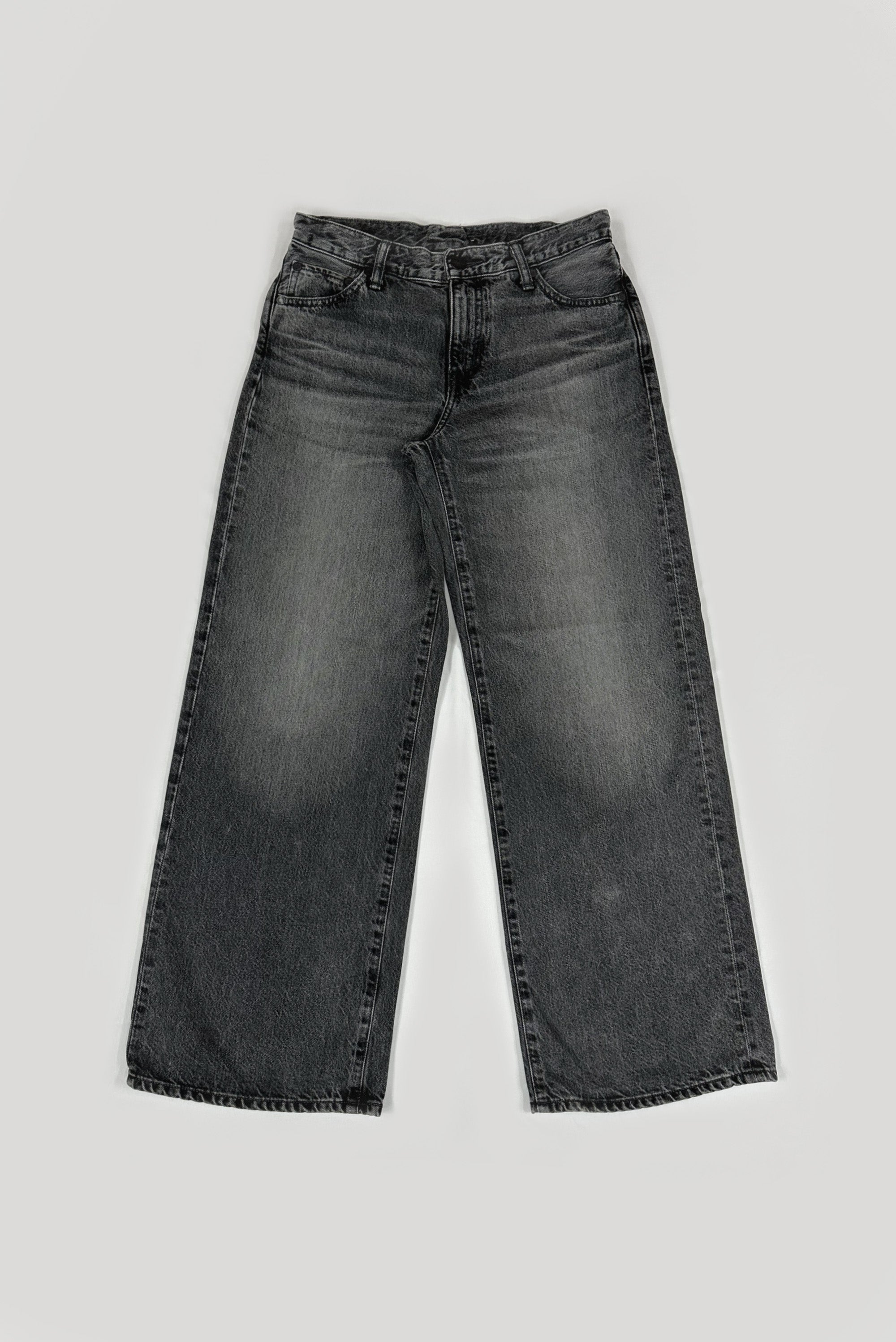 ブラックデニム ローライズワイドレッグ (WOMEN)