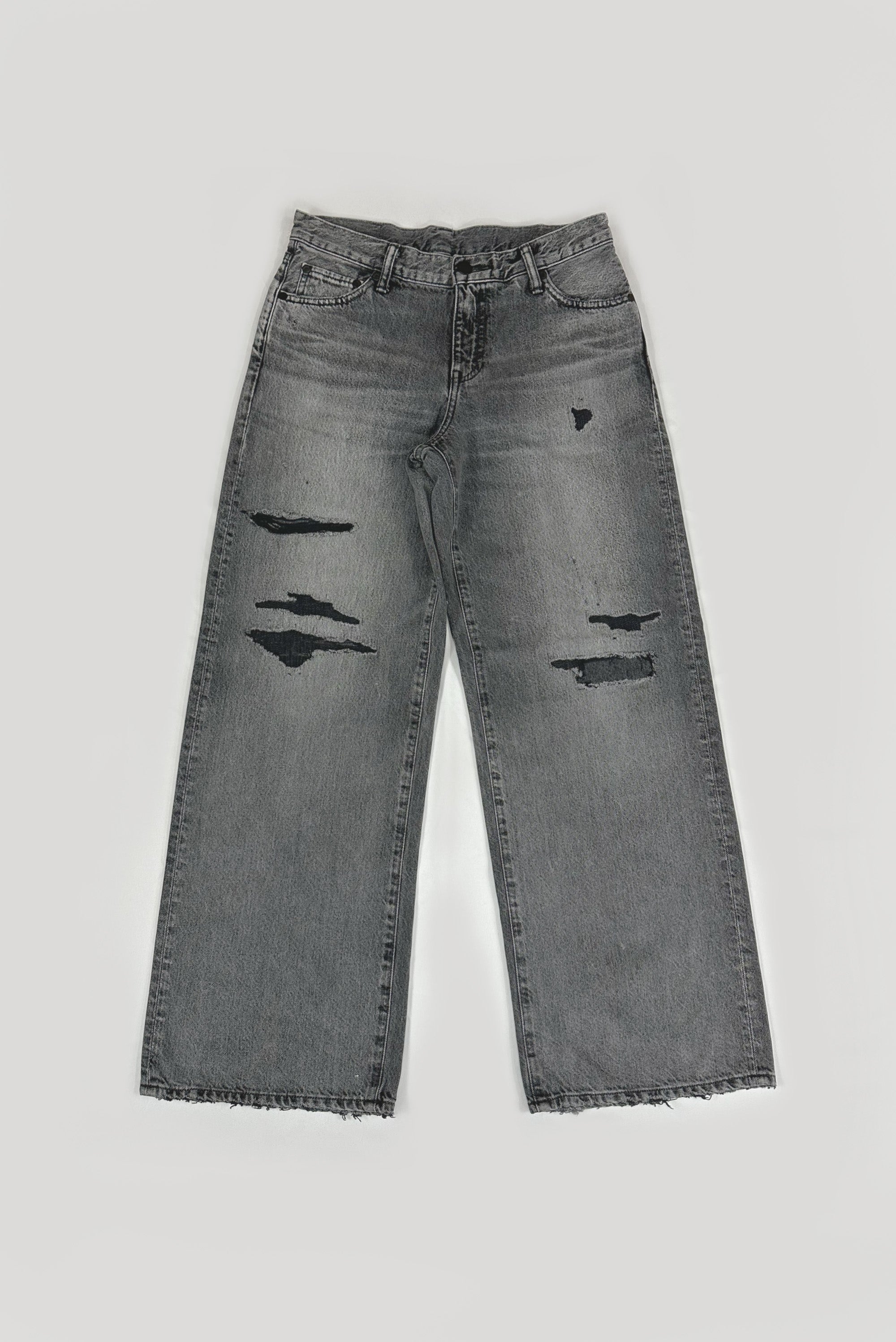 ブラックデニム ローライズワイドレッグ (WOMEN)