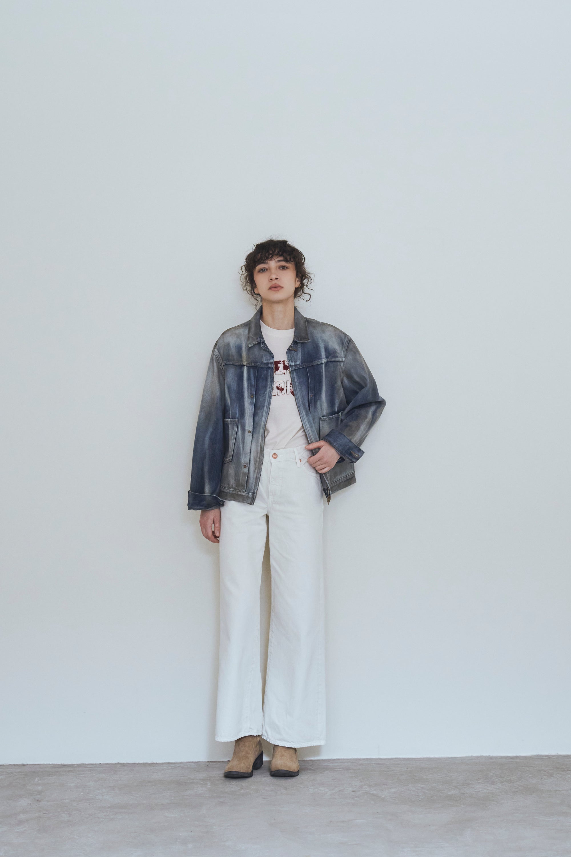 VINTAGE  DENIM ZIP UP JACKET