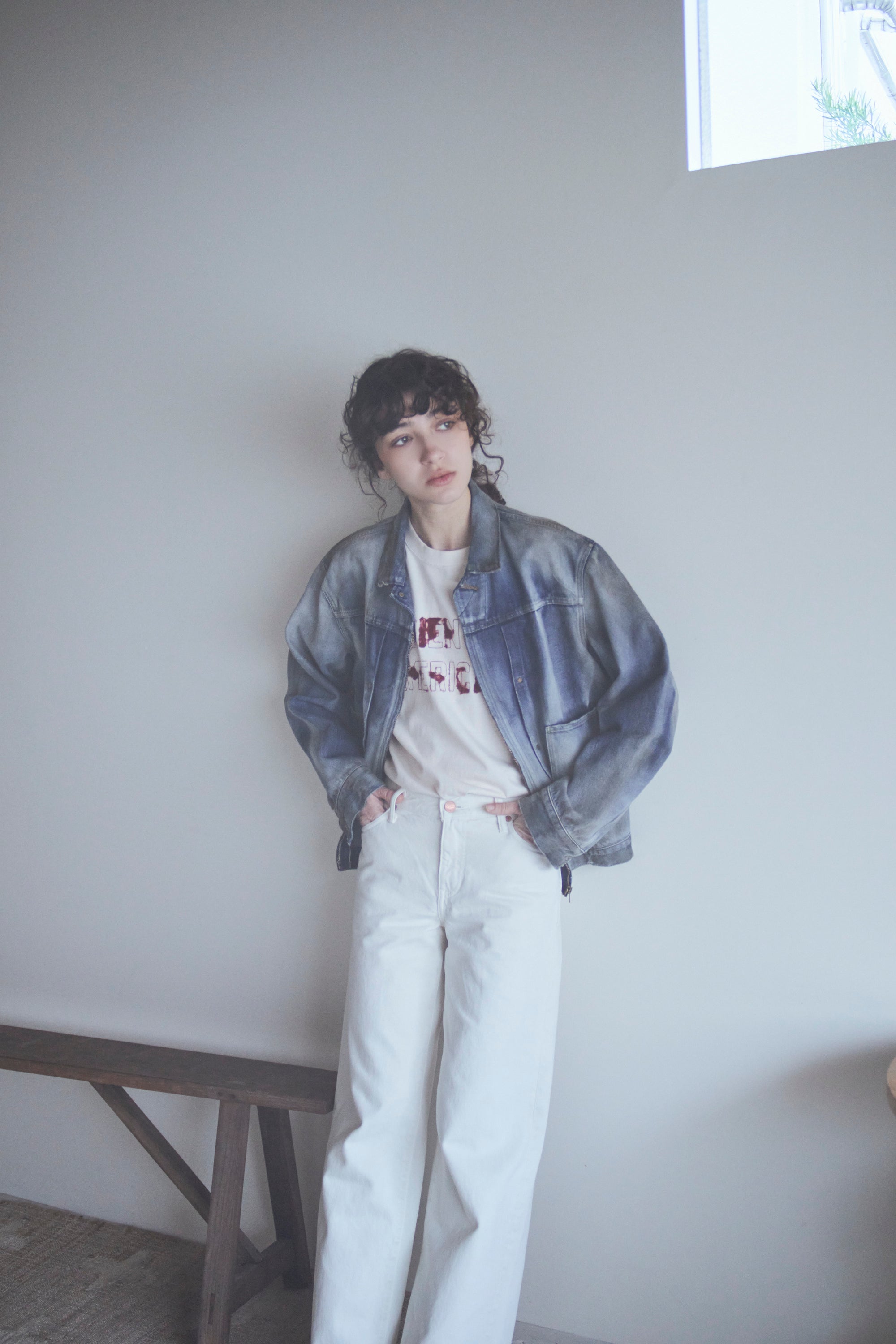 VINTAGE  DENIM ZIP UP JACKET