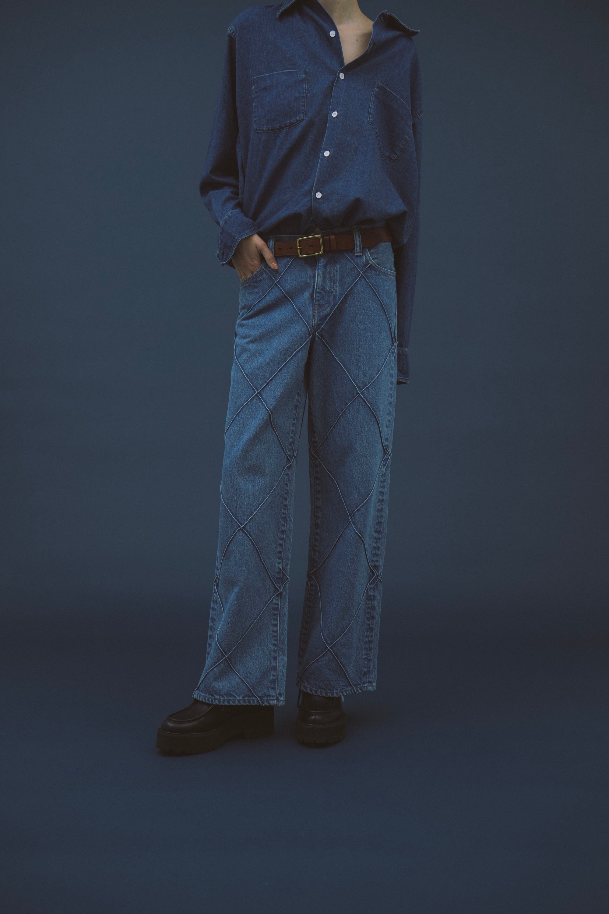 ARGYLE TUCK WIDE JEAN