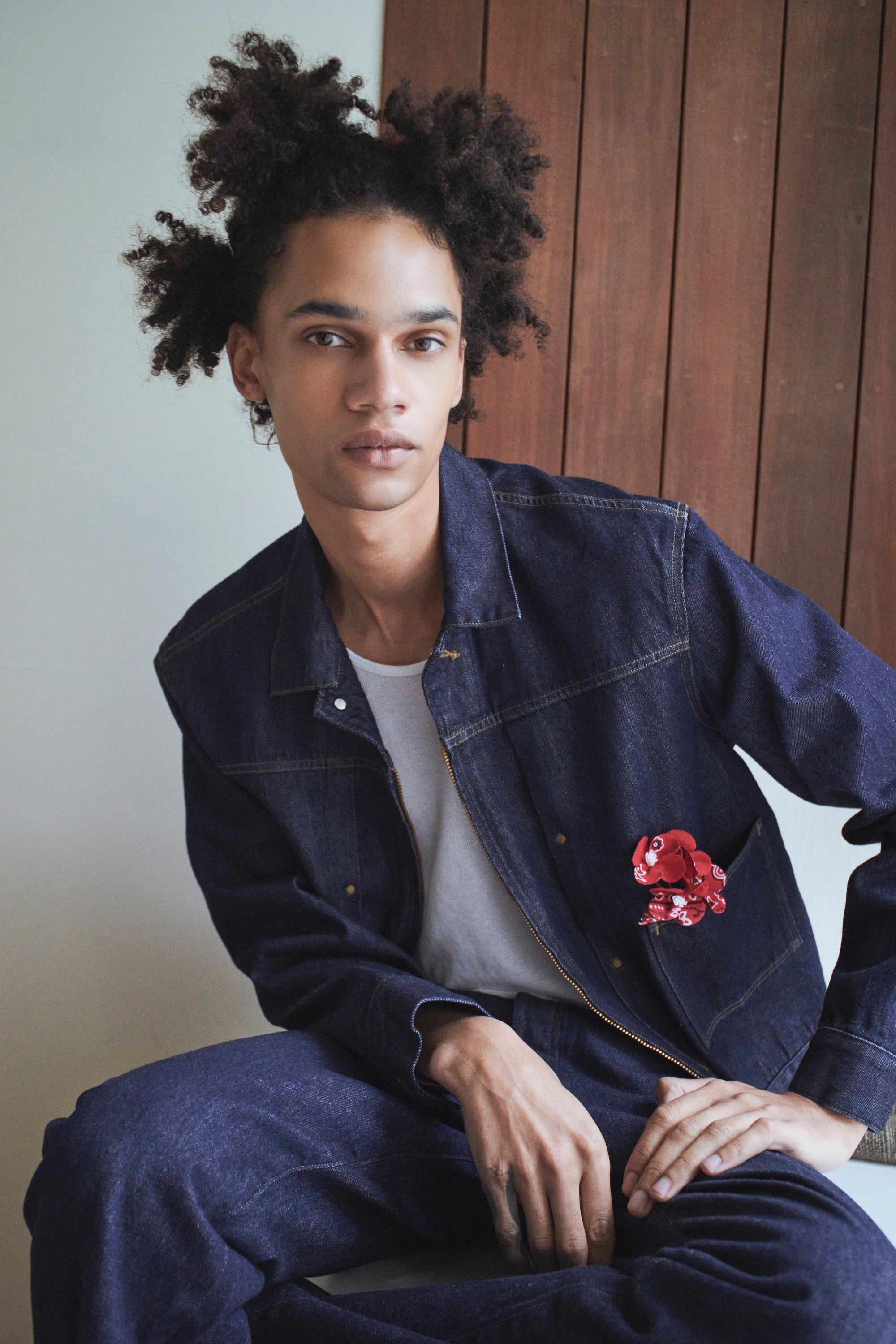 VINTAGE  DENIM ZIP UP JACKET