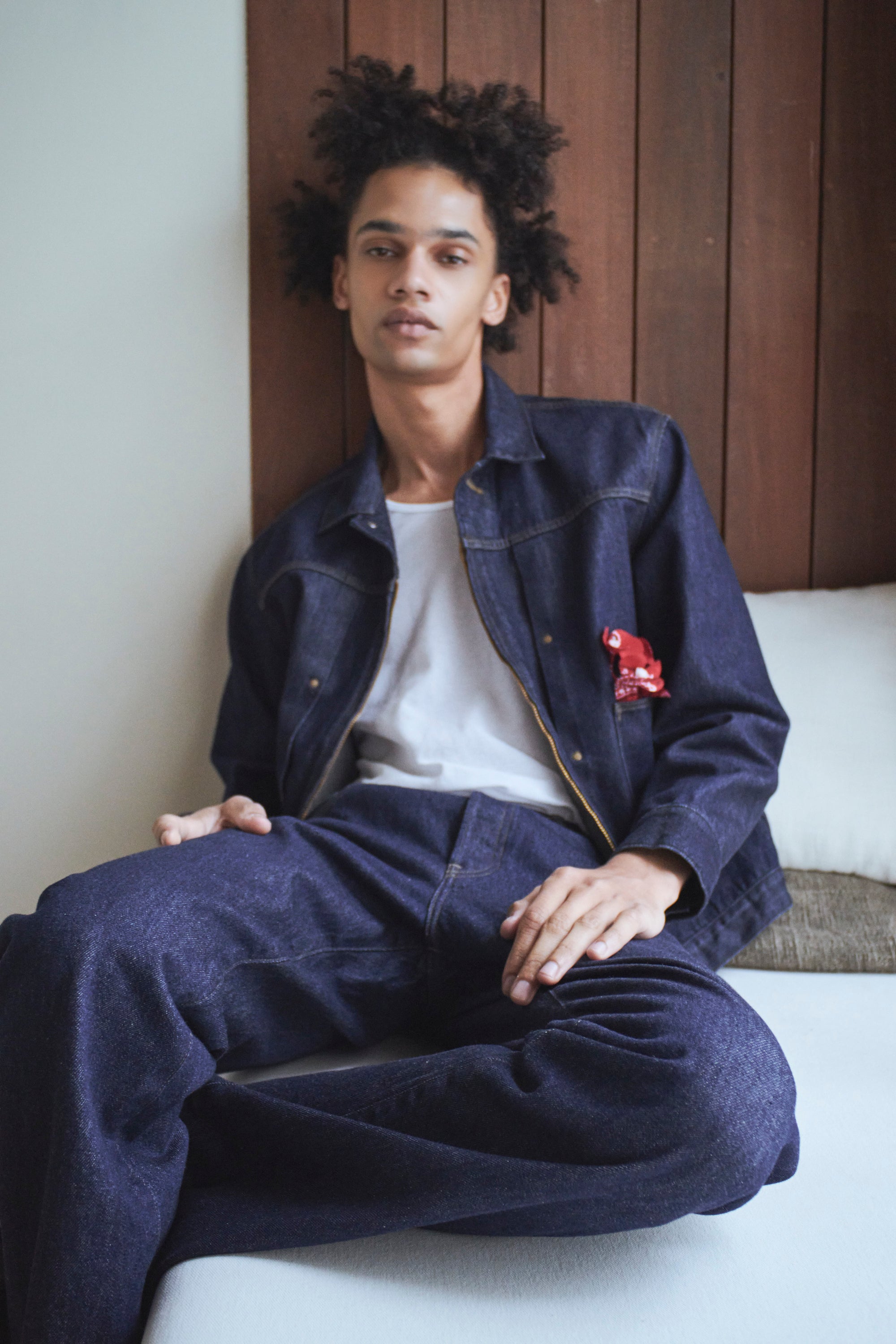 VINTAGE  DENIM ZIP UP JACKET