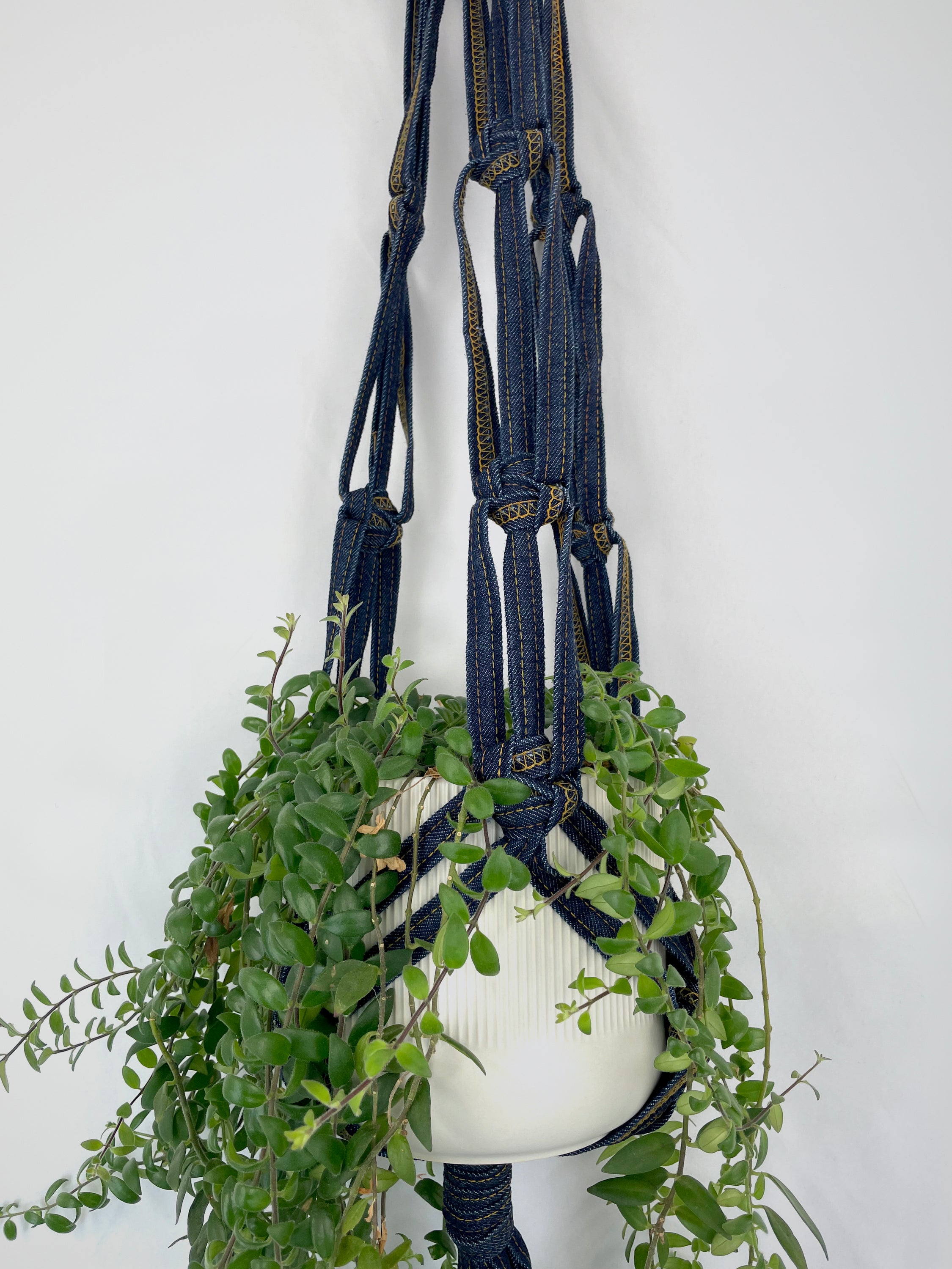Denim plant hanger